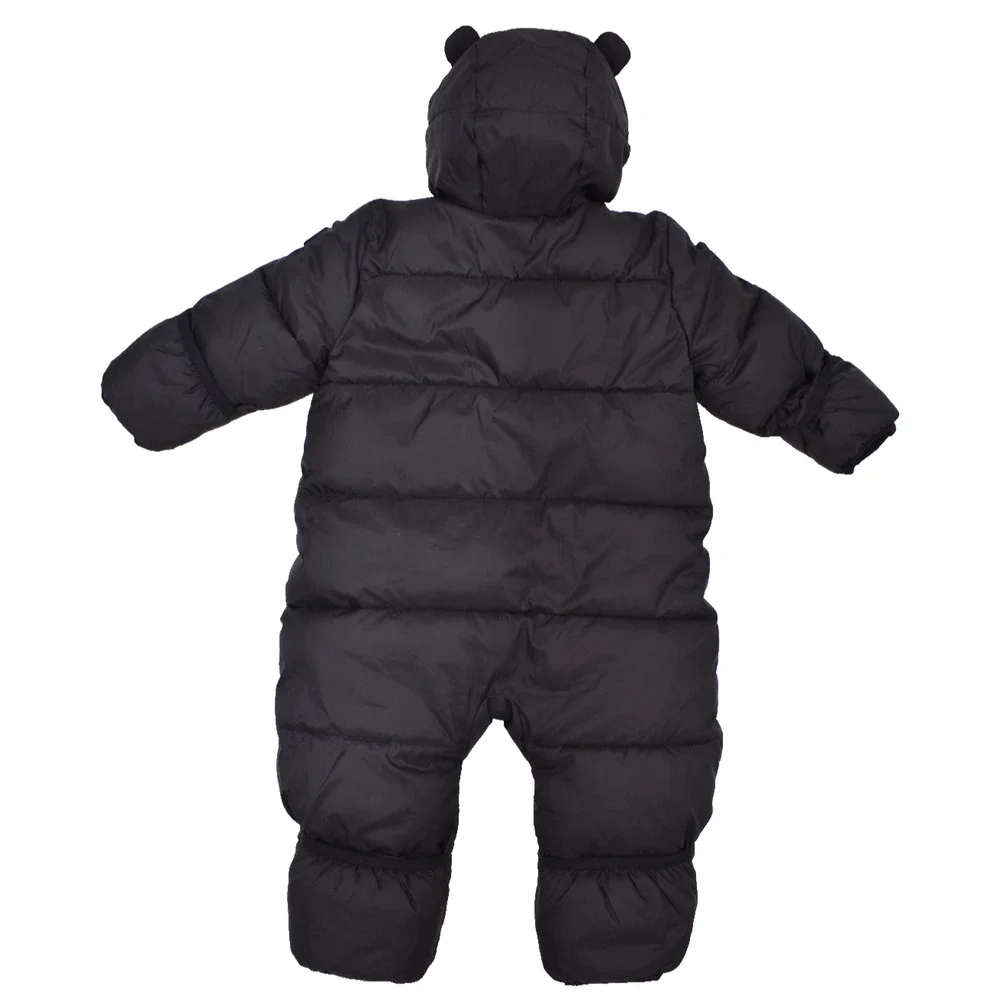 BABY GAP Snowsuit Black Quilted Hooded Bear Ears Fleece Lined Unisex 6-12 Months